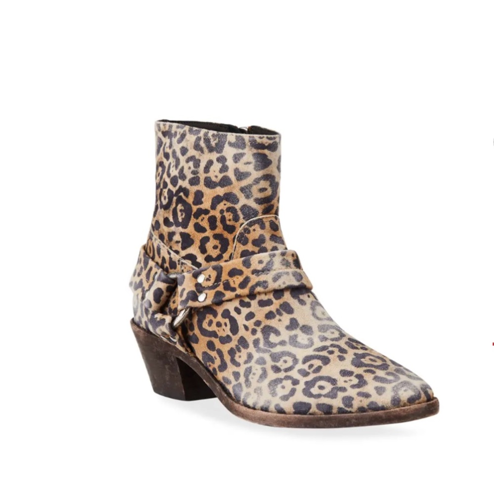 Golden Goose Bretagne Leopard Print Harness Moto Ankle Booties